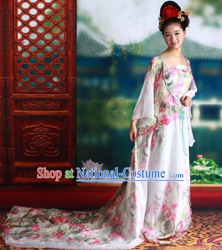 Ancient Chinese Tang Dynasty Princess Long Tail Clothes Complete Set