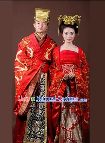 Traditional Chinese Wedding Garment Two Complete Sets for Men and Women