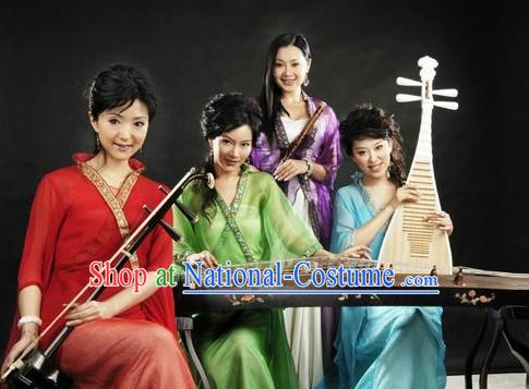 Traditional Chinese Musician Costumes Four Complete Sets for Women