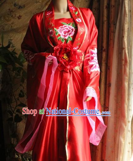 Red Flower Wedding Attire Complete Set for Women