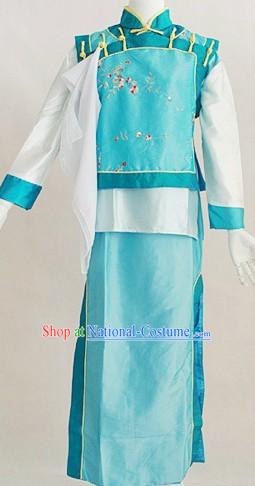 Qing Dynasty Blue Palace Maid Costumes for Women