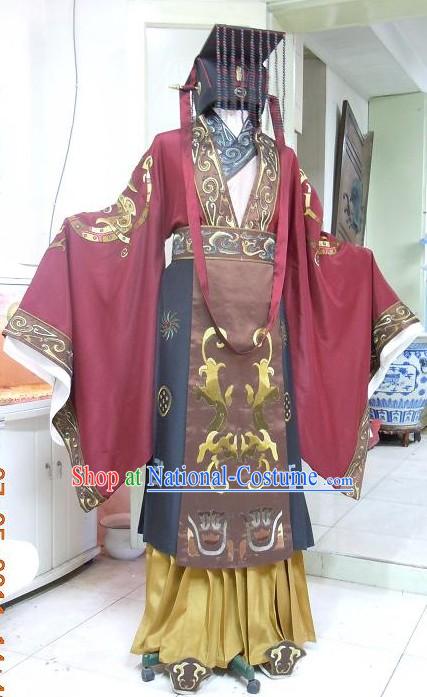 Ancient Chinese Palace Emperor Clothes and Hat Complete Set