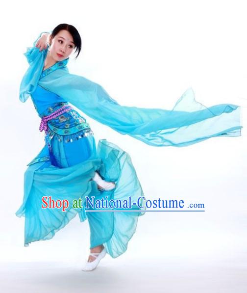 Blue Long Sleeve Classical Dancing Costumes for Women