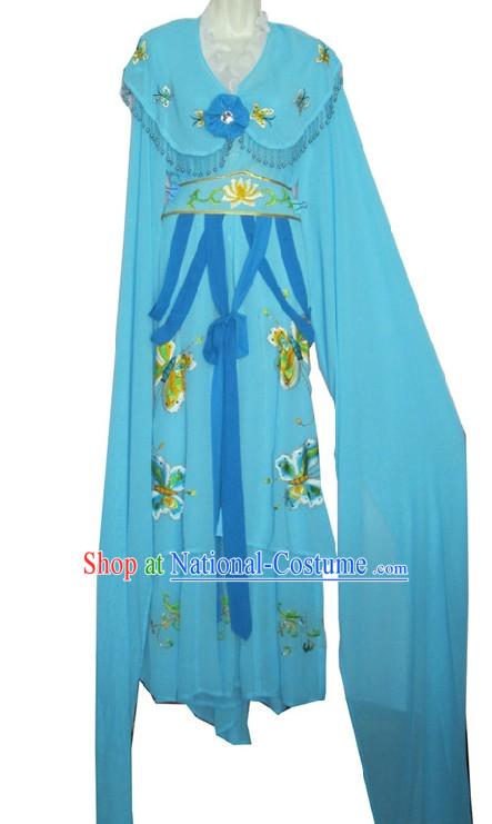 Blue Chinese Opera Young Women Hua Tan Butterfly Long Sleeve Costume for Women