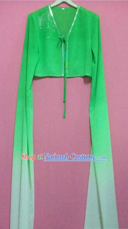 Green Color Transition Water Sleeve Dance Costumes