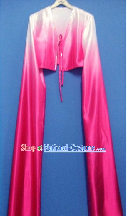 Rose Color Gradual Change Water Sleeve Dance Costumes