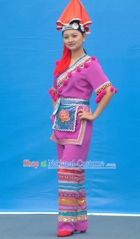 Chinese Ethnic Zhuang Garment Complete Set for Women