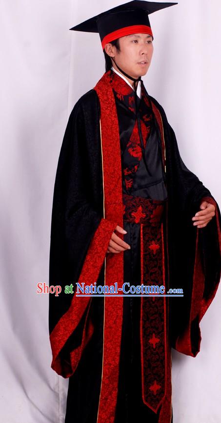 Ancient Chinese Big Event Ceremonial Clothing and Hat Complete Set for Men