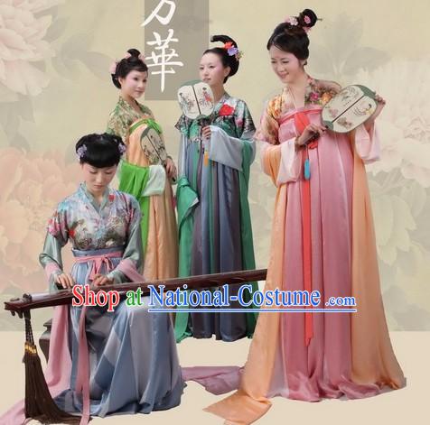 Ancient Chinese Tang Dynasty Palace Women Clothes 4 Sets