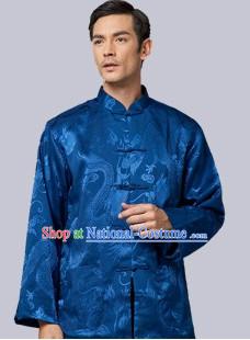 Traditional Chinese Blue Dragon Coat for Men