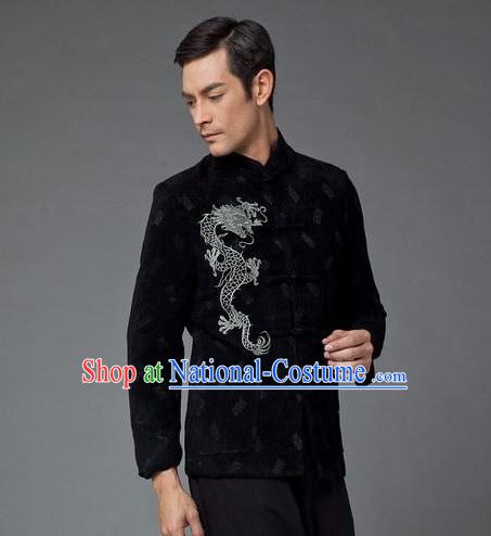 Chinese Stunning Black Dragon Suit for Man