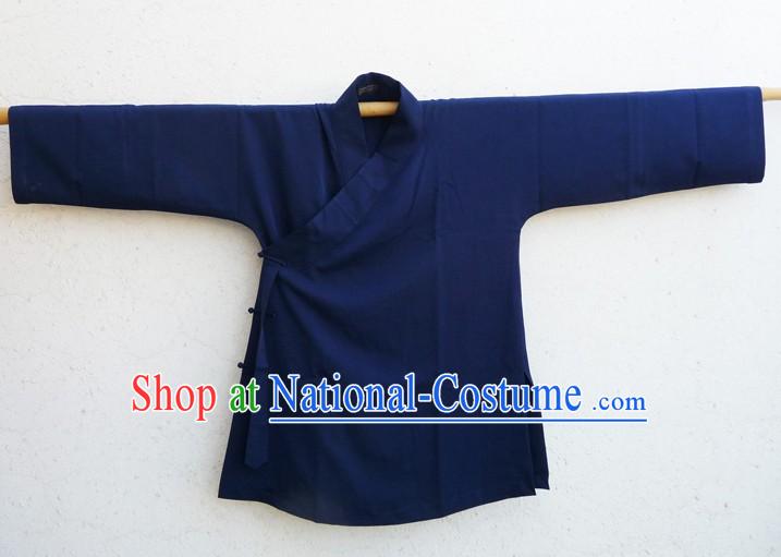 Chinese Classic Deep Blue Taoist Clothes for Men