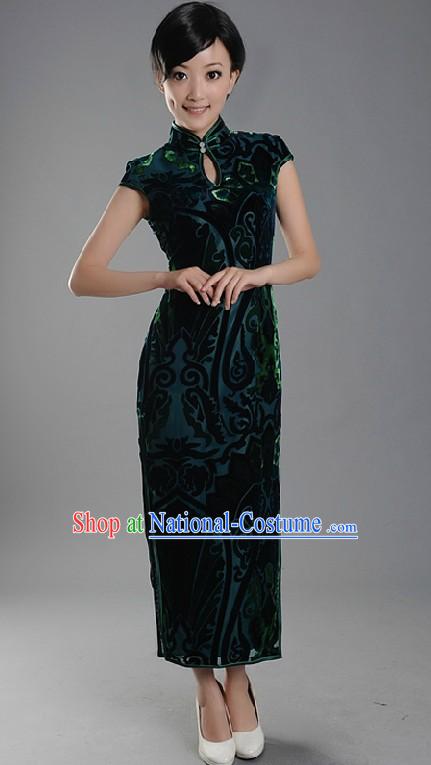 Chinese Classic Minguo Shanghai Style Green Qipao