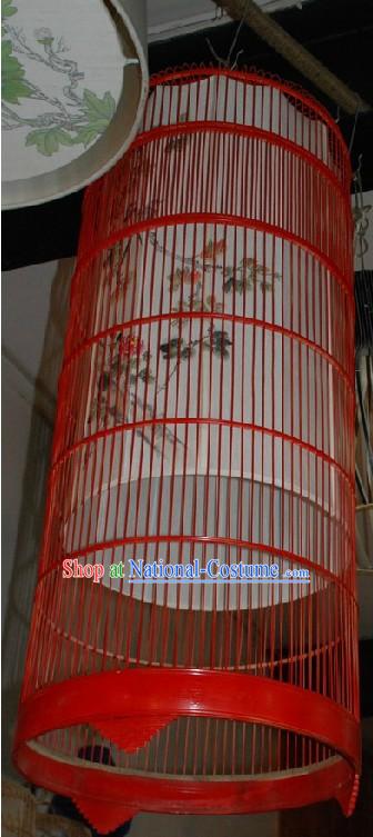 Ancient Qing Dynasty Antique Style Hand Painted Birdcage Lantern Set