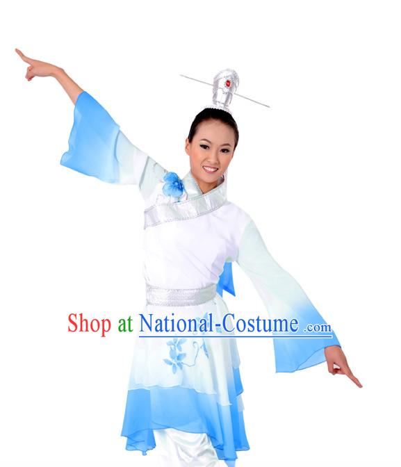 Chinese Classical Color Transition Dance Costume and Headpiece Complete Set for Men or Women