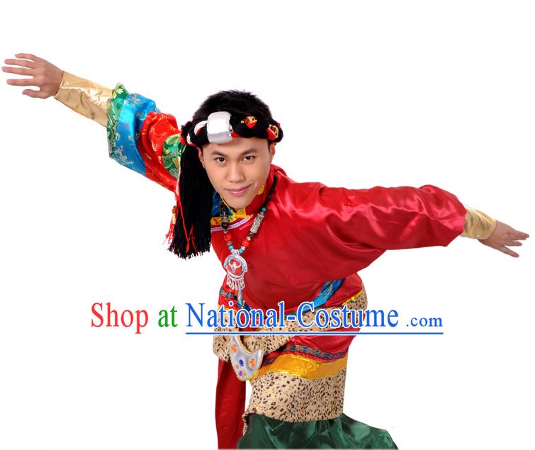 Traditional Chinese Tibetan Clothing and Hair Accessories for Men