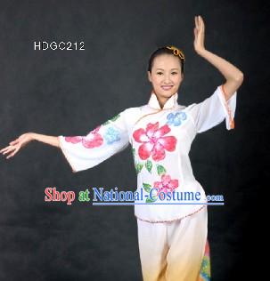 Chinese Flower Color Transition Yangge Dance Costumes for Women