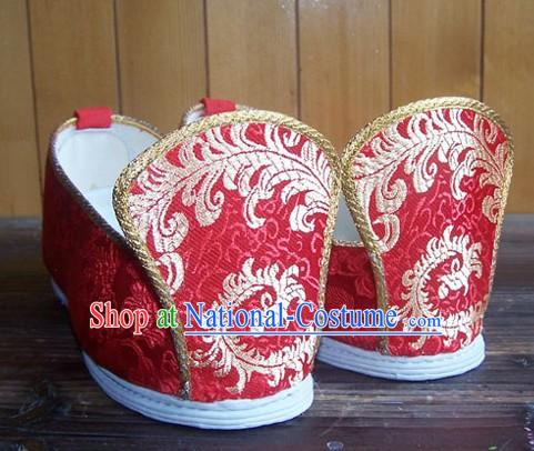 Chinese Classical Red Phoenix Wedding Shoes for Women