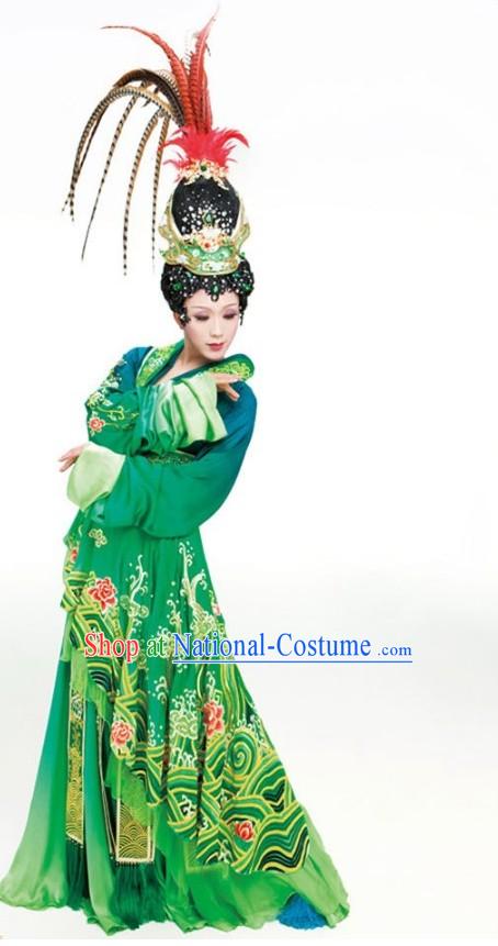 Ancient Chinese Li Yugang Four Beauties Opera Costumes and Hair Accessories Complete Set