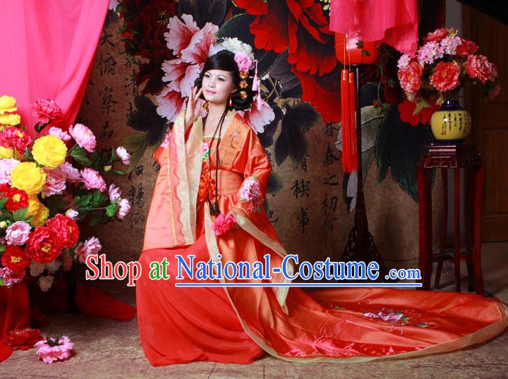 Ancient Chinese Brides Peony Flower Clothing for Women