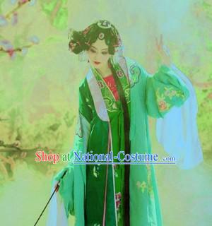 Traditional Chinese Beijing Opera Style Female Clothing and Headpiece