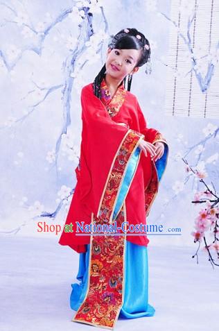 Traditional Chinese Beauty Red Hanfu Clothing for Children