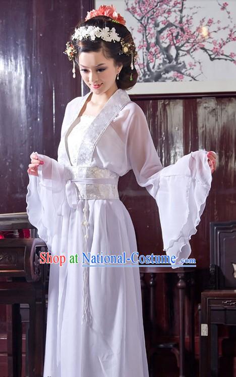 Traditional Chinese White Wide Sleeve Clothing for Women