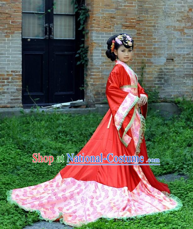 Ancient Chinese Red Long Tail Empress Costume for Kids