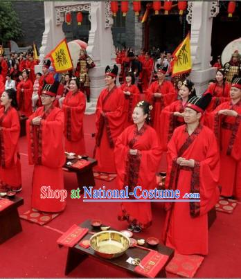 Ancient Chinese Wedding Clothing and Hat for Men and Women