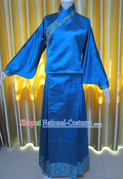 Ancient Chinese Blue Wide Sleeve Costumes for Women