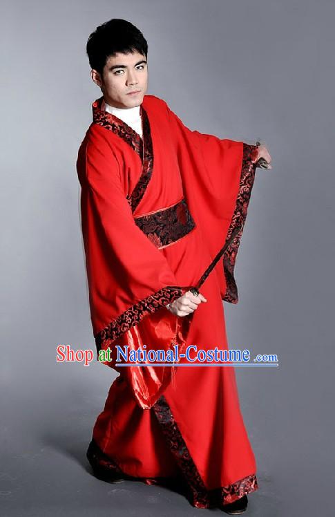 Traditional Red Chinese Han Clothing for Men