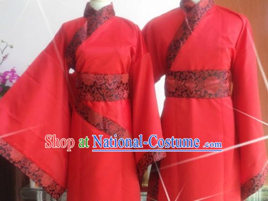 Ancient Chinese Red Wedding Dresses Two Sets for Men and Women