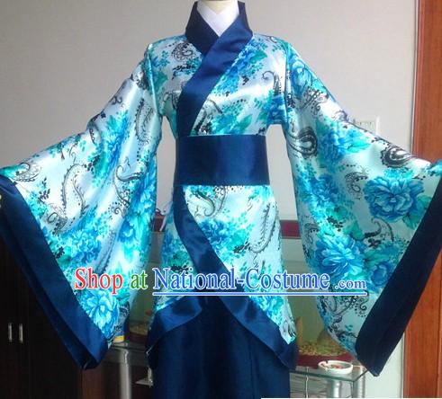 Ancient Chinese Blue Flower Clothing Complete Set for Women