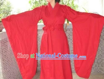 Ancient Chinese Plain Red Wedding Dress for Women