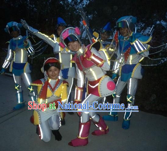 Custom Made EL Wire Luminous Performance Costumes Complete Set