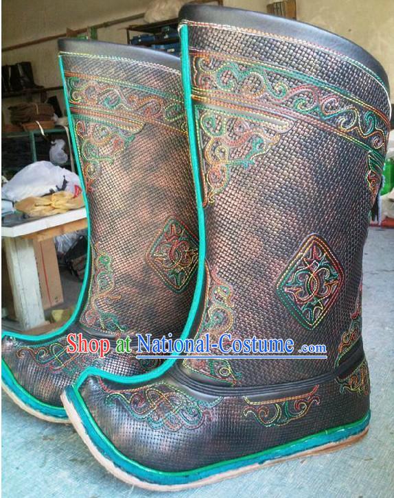 Handmade Classic Mongolian Cowhide Long Boots for Men