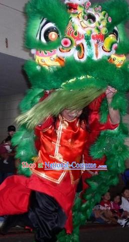 Grand Opening Green Fur Lion Dance Costumes Complete Set