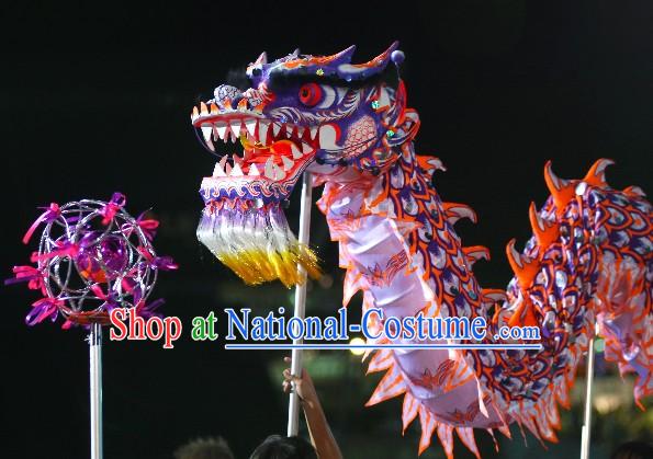 Supreme Grand Opening and Festival Celebration Purple Luminous Dragon Dance Costume Complete Set