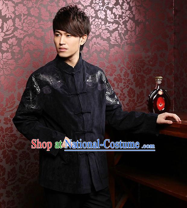 Traditional Chinese Black Dragon Clothing for Men