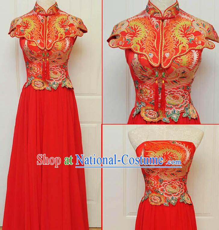 Traditional Chinese Phoenix Wedding Evening Dress