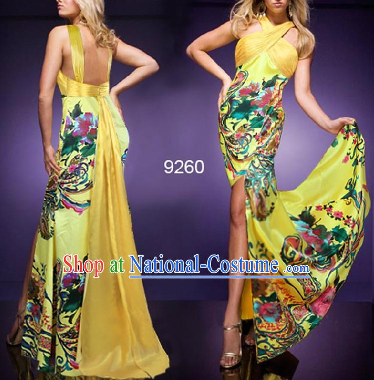 Chinese Classical Mandarin Pattern Evening Dress for Women