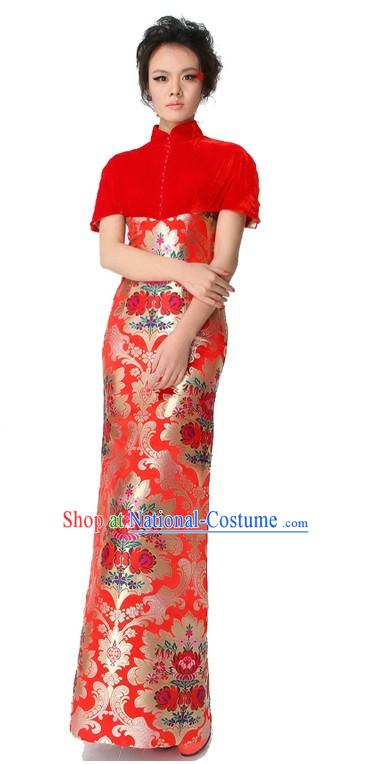 Chinese Classical Red Cheongsam Wedding Dress