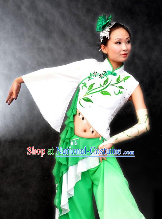 Chinese Classical Jasmine Blossoms Dance Costume and Headpiece