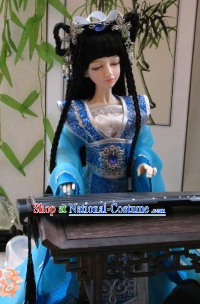 Chinese Gorgeous Light Blue Princess Costumes Complete Set