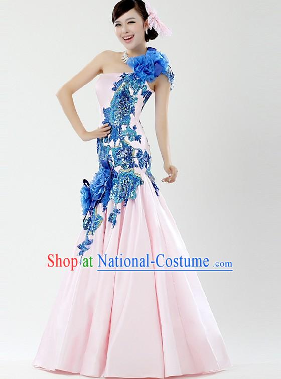 Chinese Light Pink Wedding Evening Dress