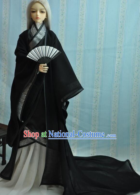 Ancient Chinese Black Han Fu Clothing for Men