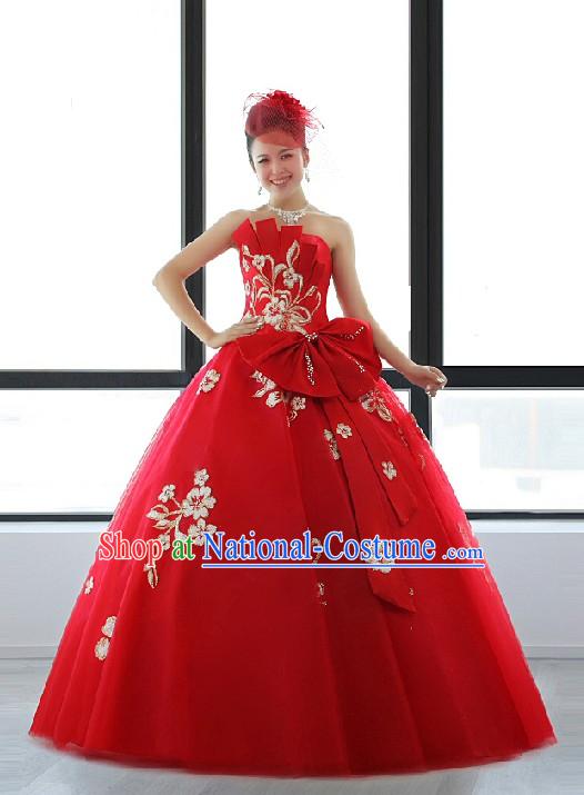 Chinese Modern Lucky Red Wedding Evening Dress