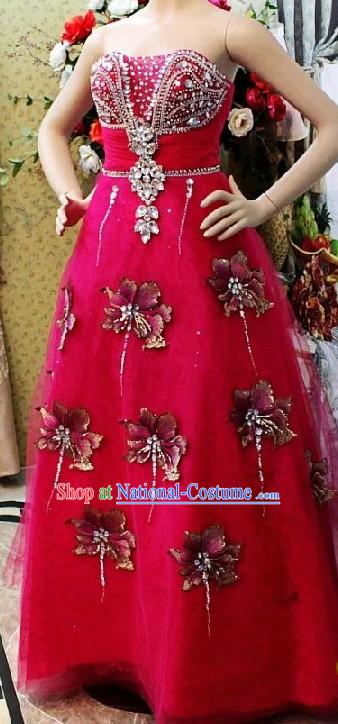 Shinning Chinese Wedding Ceremony Evening Dress