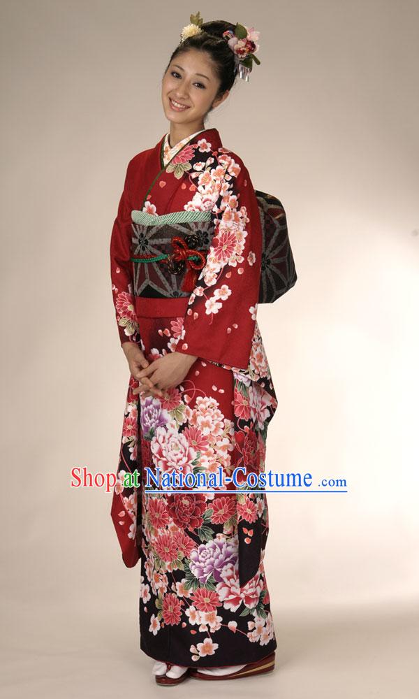 Japanese Classical Kimono Clothing Complete Set for Women