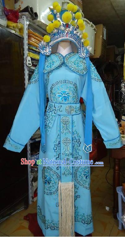 Ancient Chinese Opera Fighter Costumes and Hat for Men